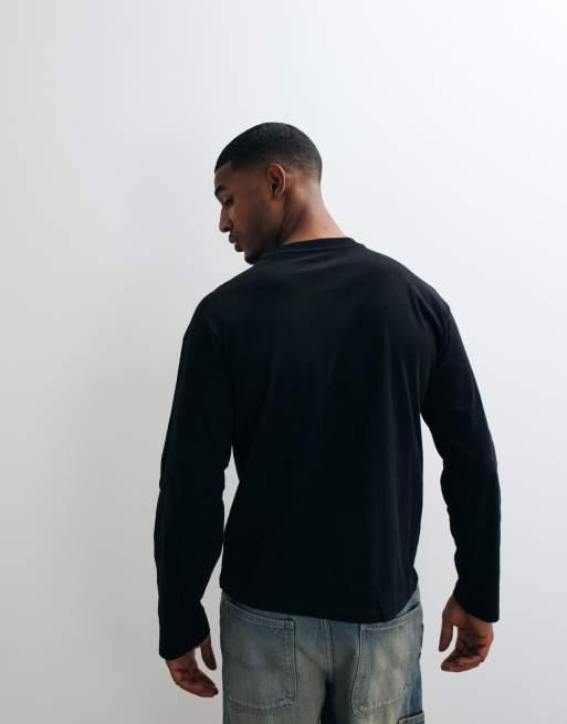 Weekday - Recht oversized T-shirt met lange mouwen in zwart, 5 van 5