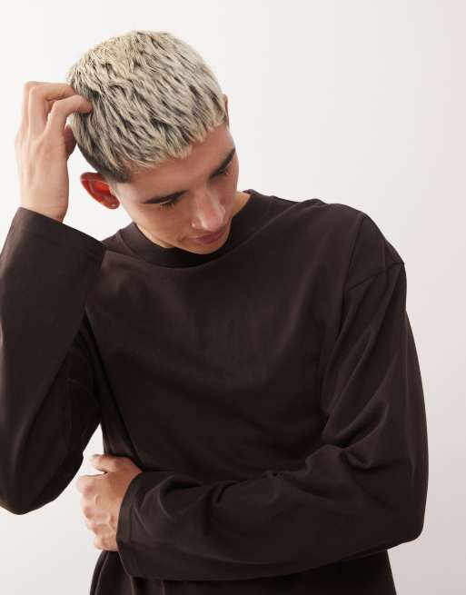 Weekday - Recht T-shirt met lange mouwen in bruin, 5 van 5