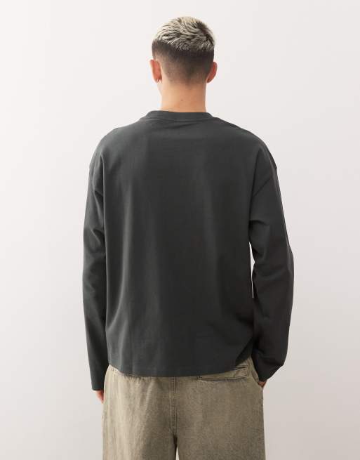 Weekday - Recht T-shirt met lange mouwen in donkergroen, 3 van 5
