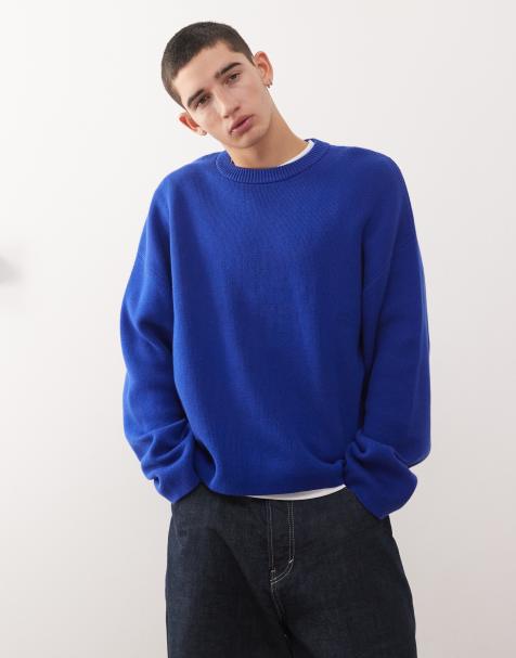 Weekday - Rechte oversized trui in blauw - view 1