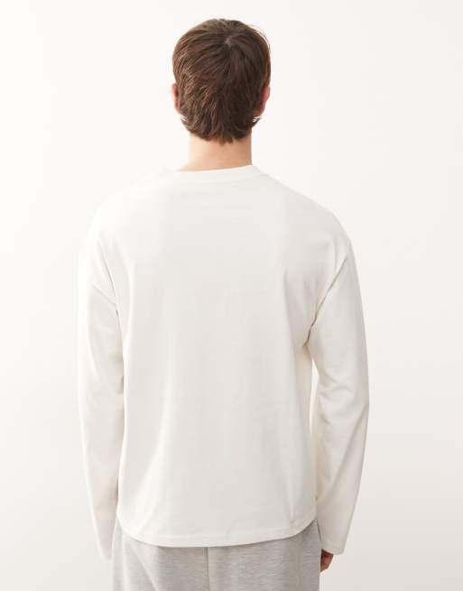 Weekday - Rechte top met lange mouwen en skeletprint in wit, 3 van 5
