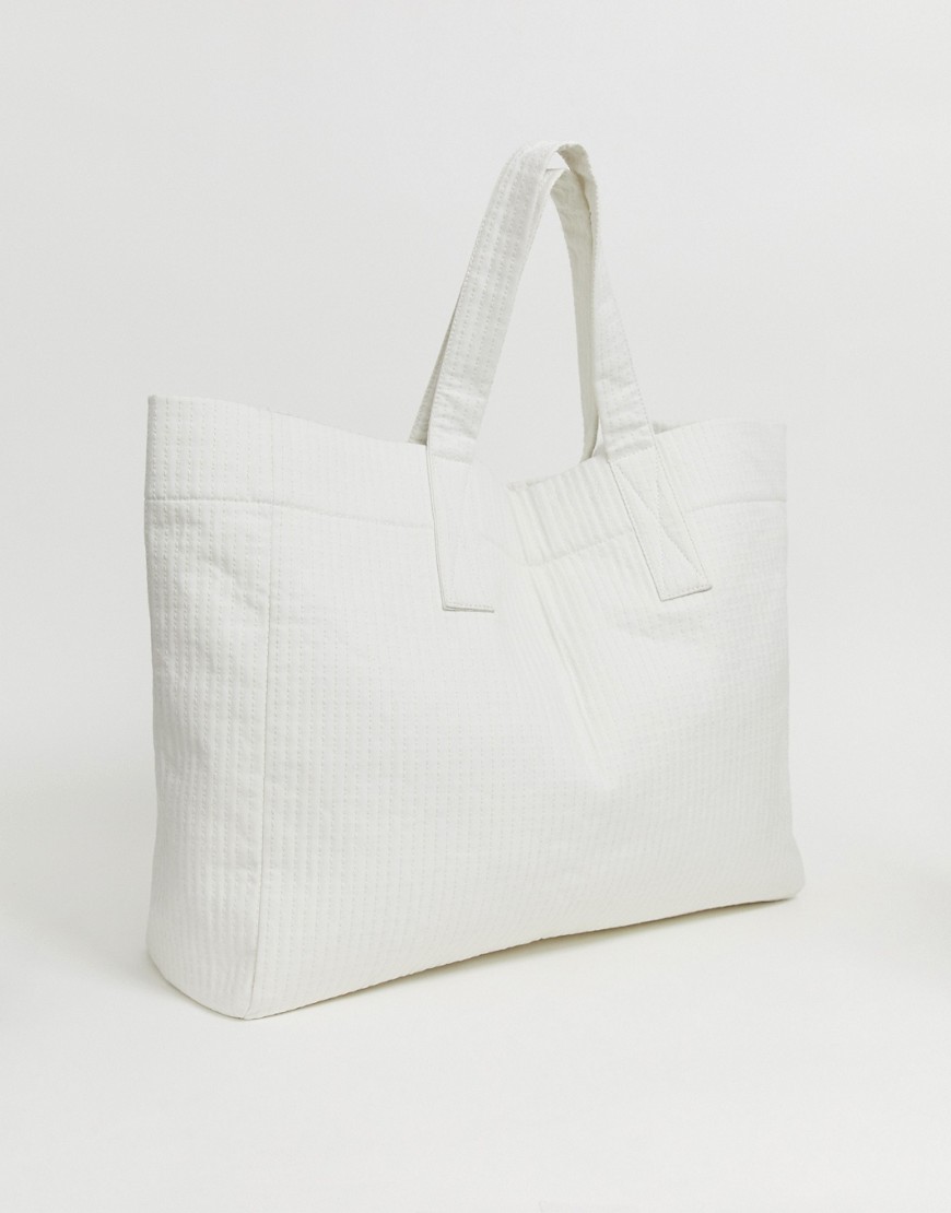 Weekday - Recycled edition - Grote tote in gebroken wit-Blauw