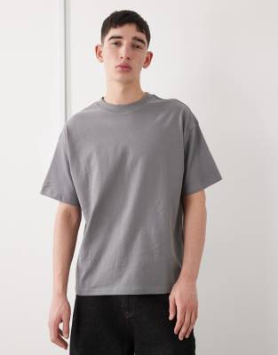 Weekday Relaxed Boxy Fit Heavyweight Jersey T-shirt In Gray