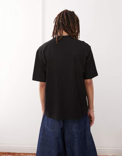 Weekday relaxed fit heavyweight jersey t-shirt in black, 3 of 4