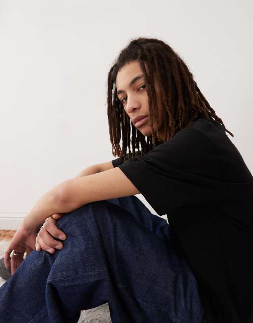 Weekday relaxed fit heavyweight jersey t-shirt in black, 4 of 4