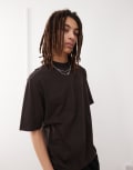 [Weekday] Weekday relaxed fit heavyweight jersey t-shirt in dark brown XL Dark brown