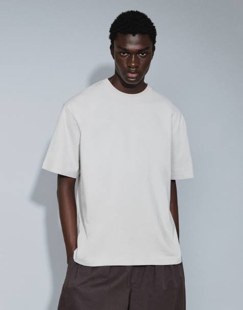 Weekday relaxed fit heavyweight jersey t-shirt in mole - view 1