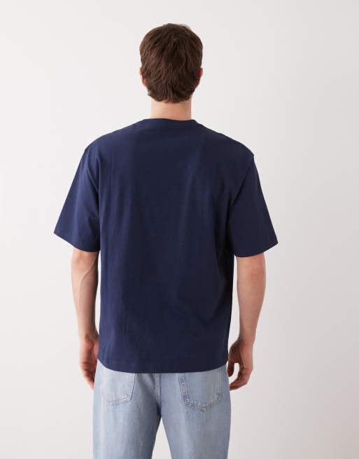 Weekday relaxed fit heavyweight jersey t-shirt in navy, 4 of 5
