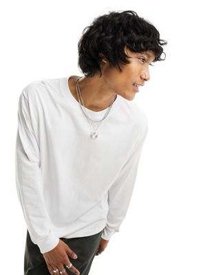 Weekday relaxed fit long sleeve t-shirt in white