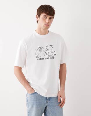 Weekday Relaxed Fit Printed Graphic T-shirt In White
