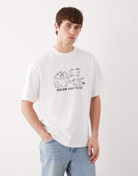 Weekday relaxed fit printed graphic t-shirt in white - view 1