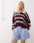 [Weekday] Weekday relaxed fit shorts in blue stripe XS Blue