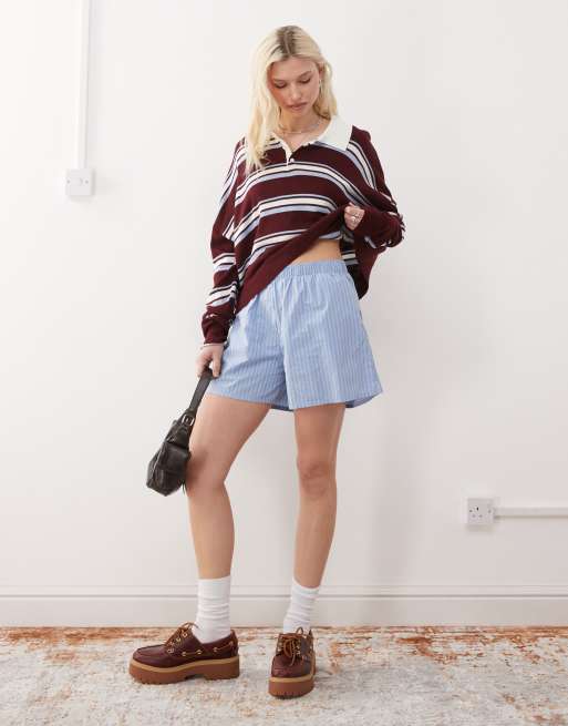 Weekday relaxed fit shorts in blue stripe