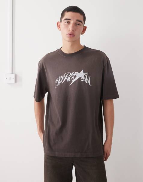 Weekday relaxed fit T-shirt graphic print in faded brown - view 1