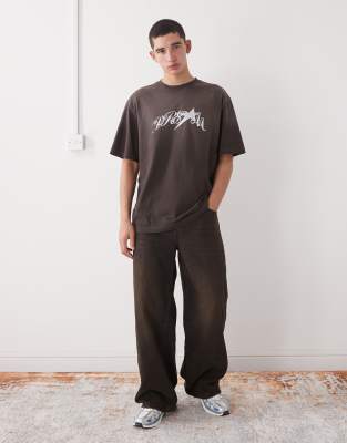 Weekday Relaxed Fit T-shirt Graphic Print In Brown