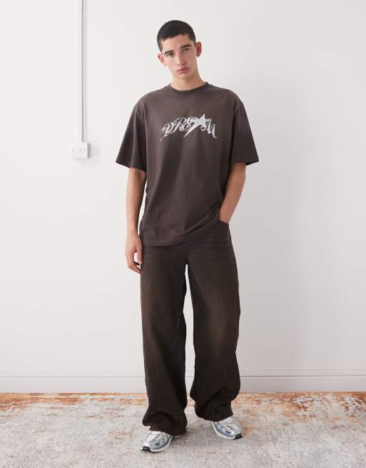 Weekday relaxed fit t-shirt graphic print in faded brown, 2 of 5