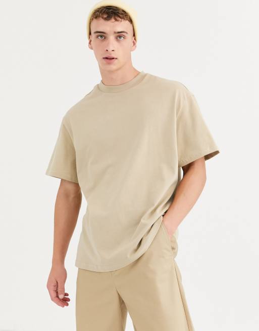 Weekday Relaxed Fit T Shirt In Beige Asos