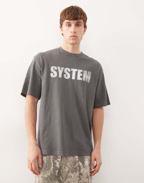 Weekday relaxed fit T-shirt in black with system graphic - view 1
