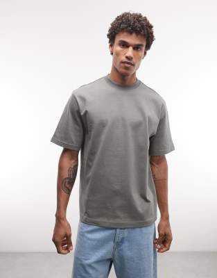 Relaxed-Fit-T-Shirt in dunklem Khaki-Grün Grün M