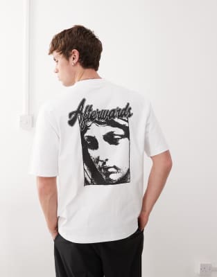 Weekday relaxed fit t-shirt with back graphic print in white - view 1