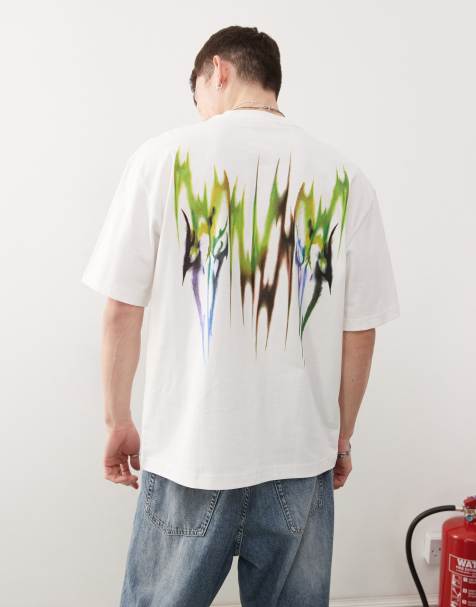 Weekday relaxed fit t-shirt with graphic front and back print in white - view 1