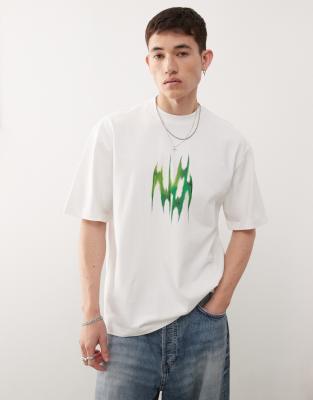 Weekday Relaxed Fit T-shirt With Graphic Front And Back Print In White