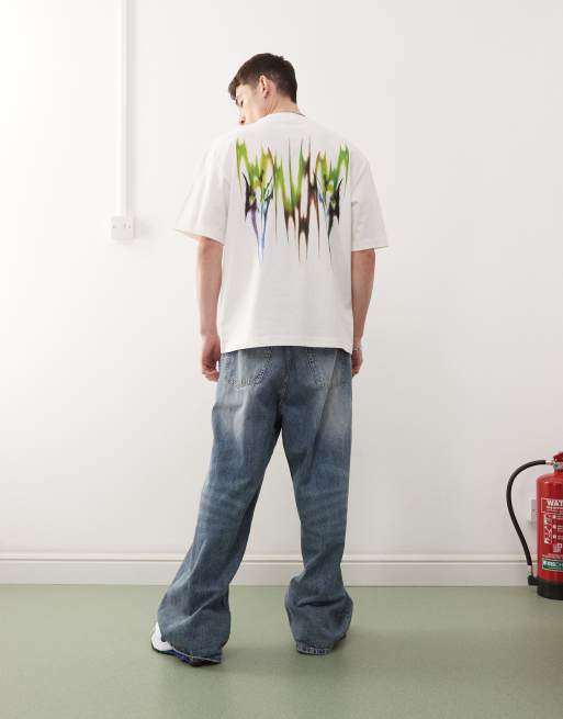 Weekday relaxed fit t-shirt with graphic front and back print in white, 3 of 4