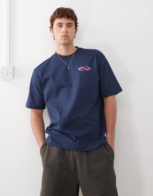 Weekday Relaxed Fit T-shirt With Graphic Print In Blue