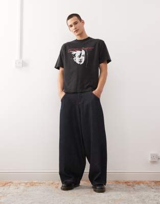 Weekday Relaxed Fit T-shirt With Thunder Tour Graphic Print In Black