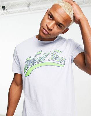 Weekday relaxed graphic varsity world tour print t-shirt in light blue - ASOS Price Checker