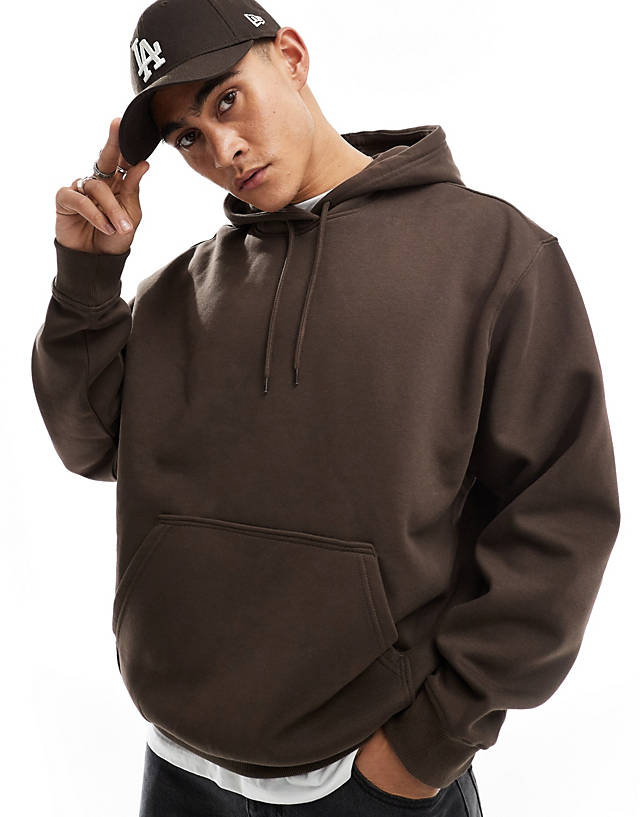 Weekday - relaxed heavyweight jersey hoodie in brown