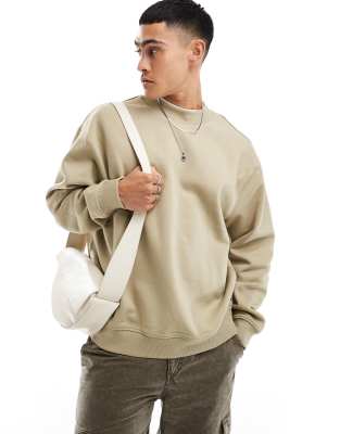 Weekday relaxed heavyweight jersey sweatshirt in Beige  - ASOS Price Checker