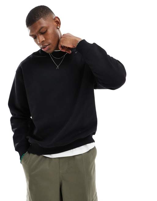 Weekday relaxed heavyweight jersey sweatshirt in black 