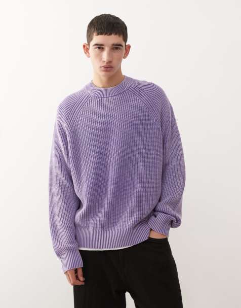 Weekday relaxed knitted jumper in washed purple - view 1