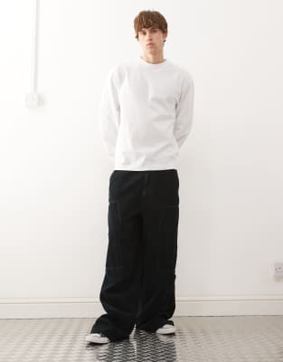 Weekday Relaxed Long-sleeved Cotton T-shirt In White