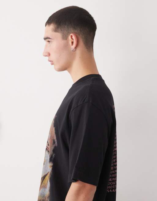 Weekday relaxed oversized fit t-shirt with vintage dragon print in black , 4 of 5
