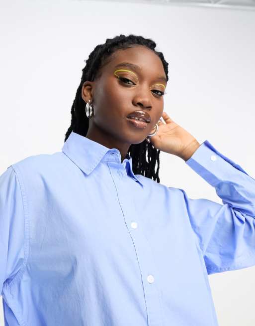 Weekday Relaxed oversized poplin shirt in light blue ASOS