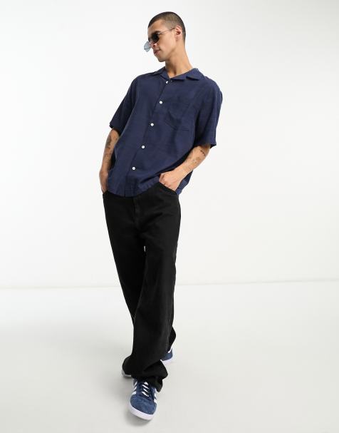 Weekday Relaxed resort short sleeve shirt in navy - view 1