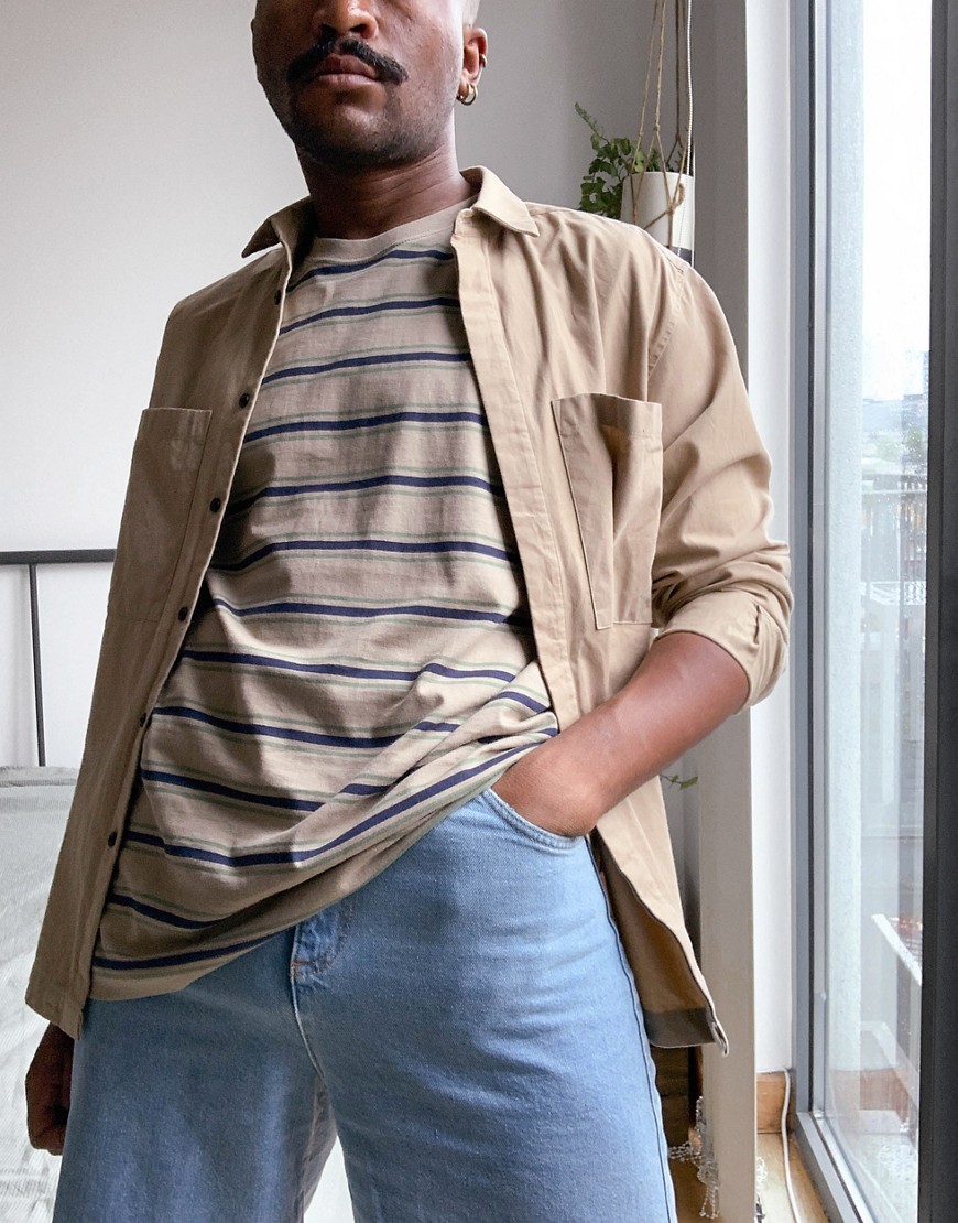 Weekday Relaxed Stripe T-shirt in beige