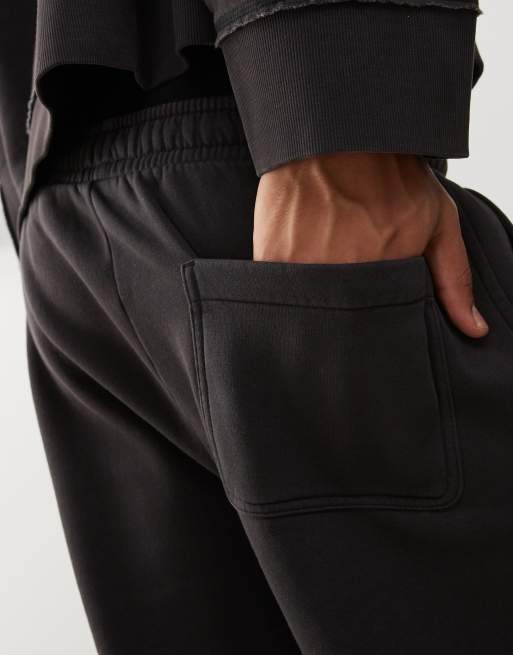 Weekday relaxed sweatpants in black acid wash - part of a set, 5 of 5