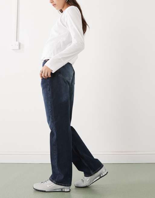 Weekday - Resolute - Højtaljede jeans i mørkeblå vask med lige ben og stretch, 2 af 5