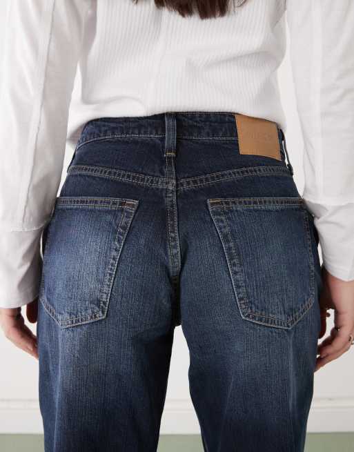 Weekday - Resolute - Jeans met rechte pijpen, stretch en hoge taille in donkerblauwe wassing, 5 van 5