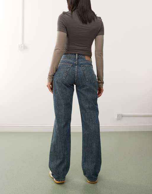 Weekday - Resolute - Jeans met stretch, hoge taille en rechte pijpen in blauwe wassing, 2 van 5
