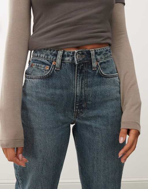 Weekday - Resolute - Jeans met stretch, hoge taille en rechte pijpen in blauwe wassing, 4 van 5