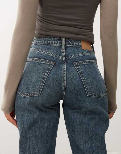Weekday - Resolute - Jeans met stretch, hoge taille en rechte pijpen in blauwe wassing, 5 van 5