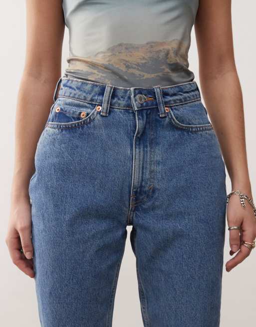 High Waisted Weekday Mom Jeans Stretch Jeans Jeans Mom Fit Rotos