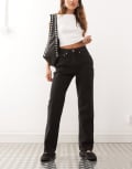 [Weekday] Weekday Resolute stretch high waist straight leg jeans in black W26 L30 Tuned black