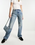 [Weekday] Weekday Resolute stretch high waist straight leg jeans in seventeen blue W25 L32 Seventeen Blue