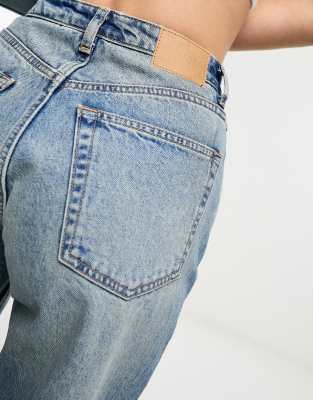 Weekday Resolute Stretch High Waist Straight Leg Jeans In Blue
