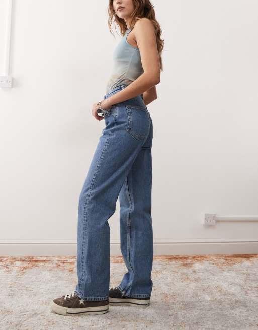Weekday - Resolute - Stretchjeans met hoge taille en rechte pijpen in blauw, 3 van 5